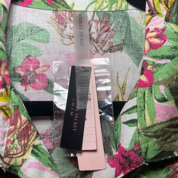 NWT Victoria's Secret Women's size Medium Pink Floral Tropical Romper Cover Up - Picture 3 of 11